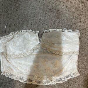 Women's Lace Cropped Cami Top - Ivory